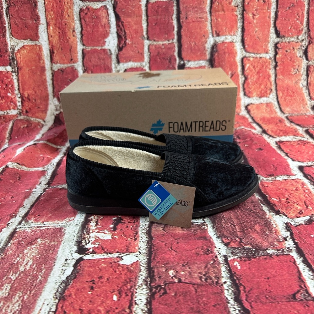 FoamTreads Ladies Black Quartz Slippers Size 10 new with tags